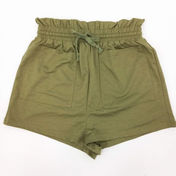 Superdown Kierra French Terry Shorts Olive Green Revolve Paperbag Waist Beach S - Picture 4 of 11